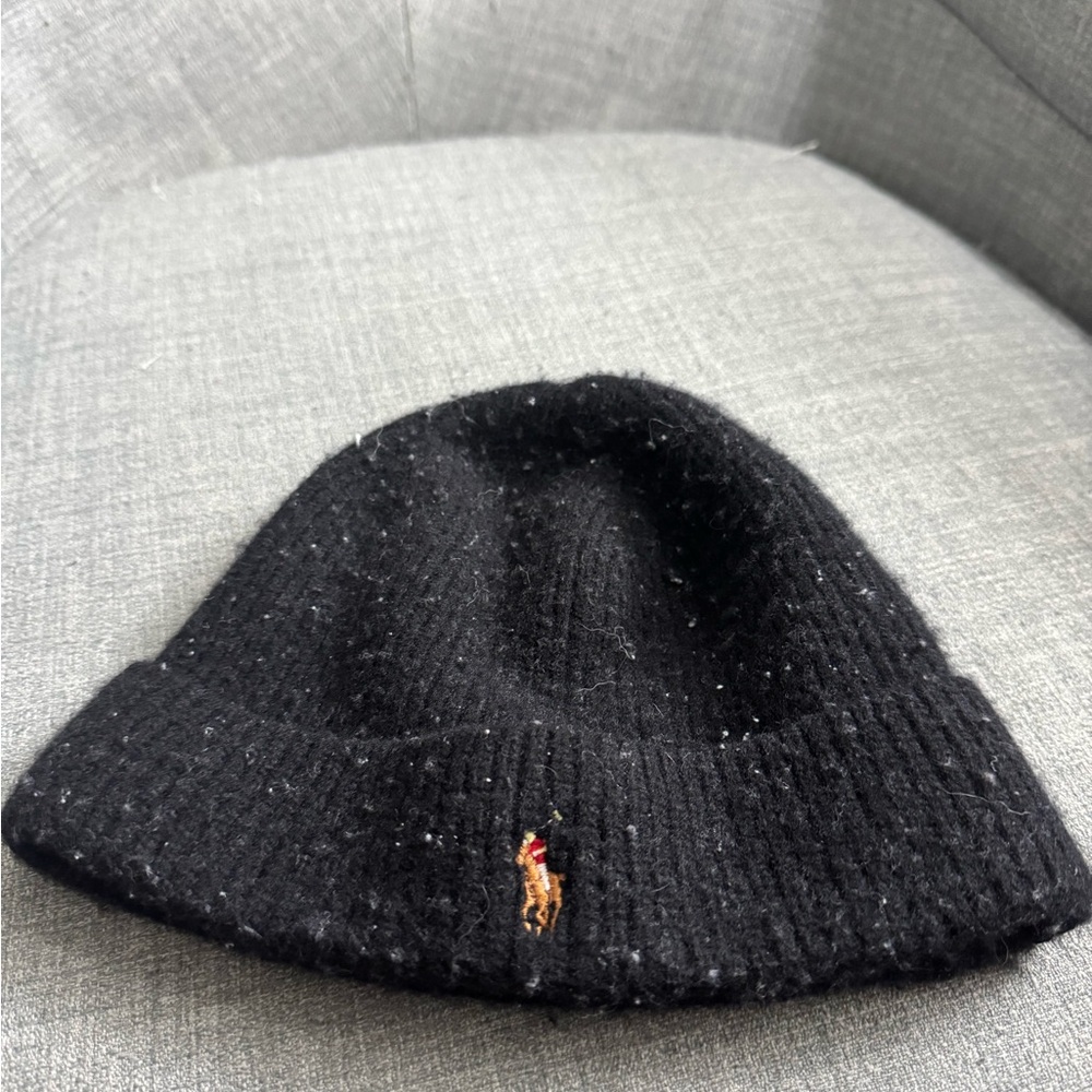 Black Knit Polo beanie